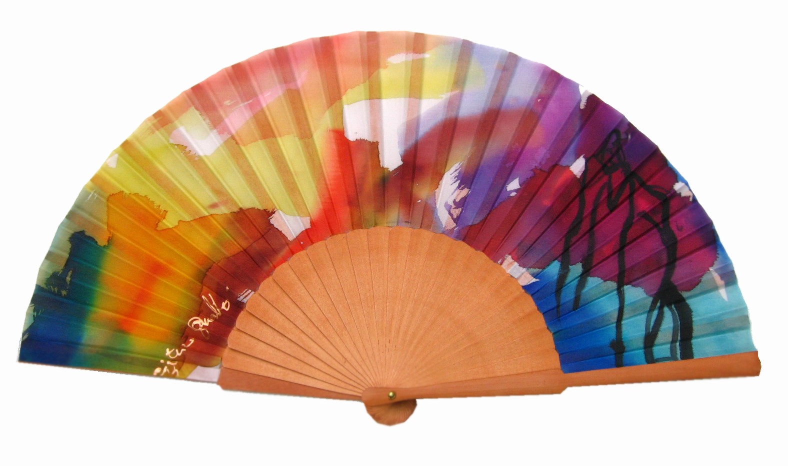 Abanico pintado en seda